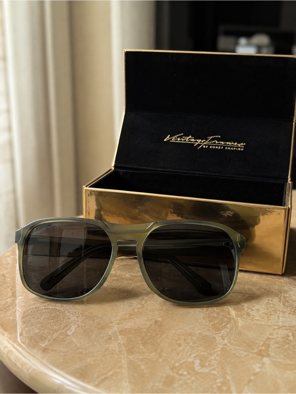 Vintage Frames Co. The Creatchman Corey Shapiro Olive Green Sunglasses + Box